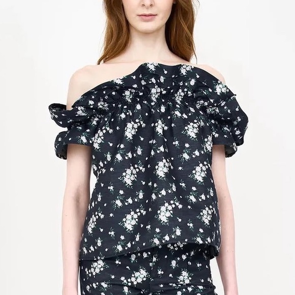 NWT Christy Lynn Jacquard Lorraine Floral Top Ruffle Blouse Size Medium - Picture 16 of 16